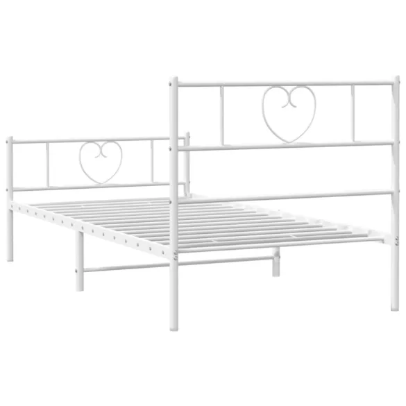fehér fém ágykeret fej- és lábtámlával 75 x 190 cm