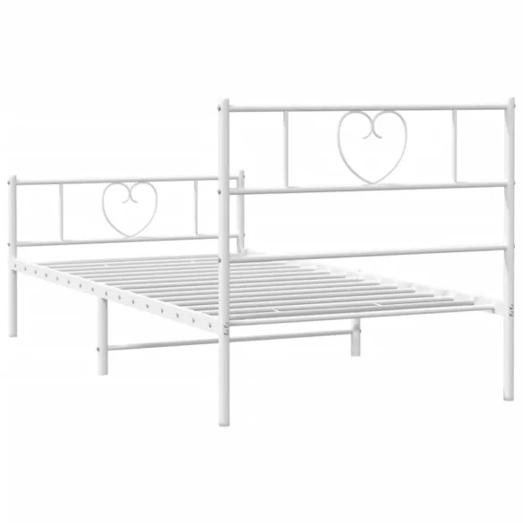 fehér fém ágykeret fej- és lábtámlával 90 x 190 cm
