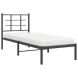 fekete fém ágykeret fejtámlával 75 x 190 cm
