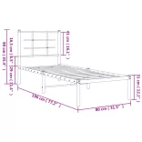 fekete fém ágykeret fejtámlával 75 x 190 cm