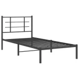 fekete fém ágykeret fejtámlával 90 x 200 cm