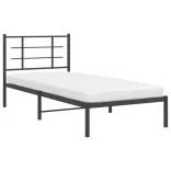 fekete fém ágykeret fejtámlával 90 x 200 cm