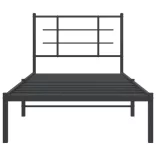 fekete fém ágykeret fejtámlával 90 x 200 cm