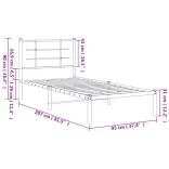 fekete fém ágykeret fejtámlával 90 x 200 cm