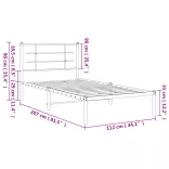 fekete fém ágykeret fejtámlával 107 x 203 cm