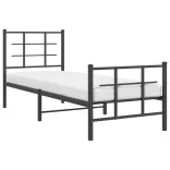 fekete fém ágykeret fej- és lábtámlával 75 x 190 cm
