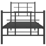 fekete fém ágykeret fej- és lábtámlával 75 x 190 cm