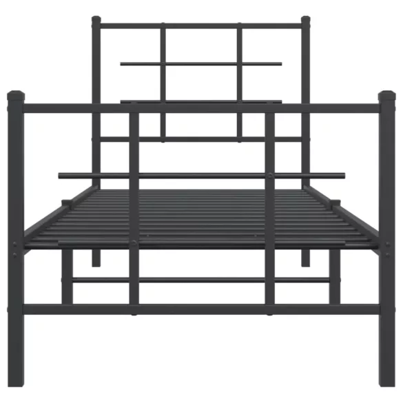 fekete fém ágykeret fej- és lábtámlával 75 x 190 cm