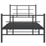 fekete fém ágykeret fej- és lábtámlával 90 x 200 cm