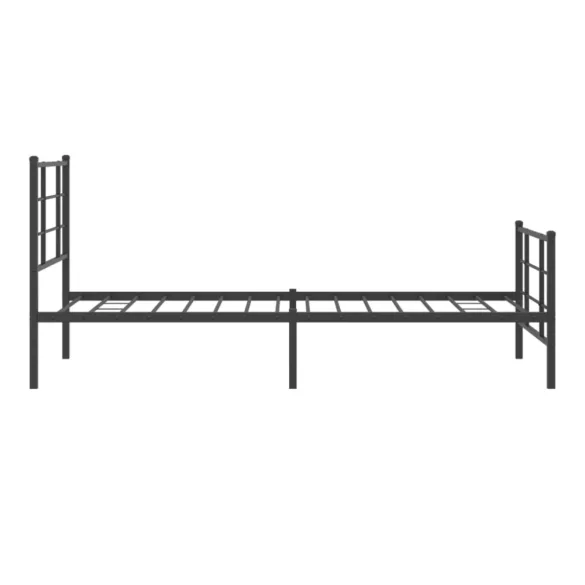 fekete fém ágykeret fej- és lábtámlával 90 x 200 cm