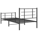 fekete fém ágykeret fej- és lábtámlával 90 x 200 cm
