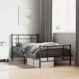 fekete fém ágykeret fej- és lábtámlával 100 x 200 cm