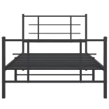 fekete fém ágykeret fej- és lábtámlával 100 x 200 cm