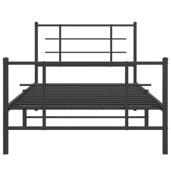fekete fém ágykeret fej- és lábtámlával 100 x 200 cm