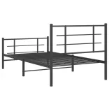 fekete fém ágykeret fej- és lábtámlával 100 x 200 cm