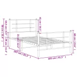 fekete fém ágykeret fej- és lábtámlával 100 x 200 cm