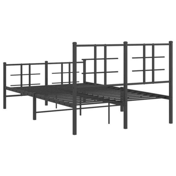 fekete fém ágykeret fej- és lábtámlával 120 x 200 cm