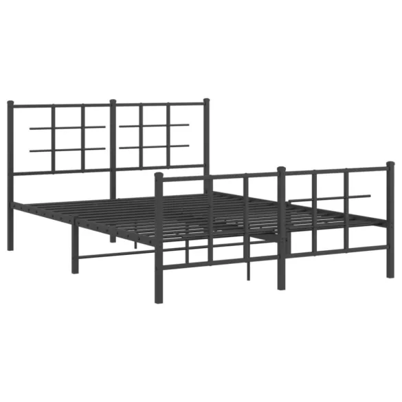 fekete fém ágykeret fej- és lábtámlával 135 x 190 cm