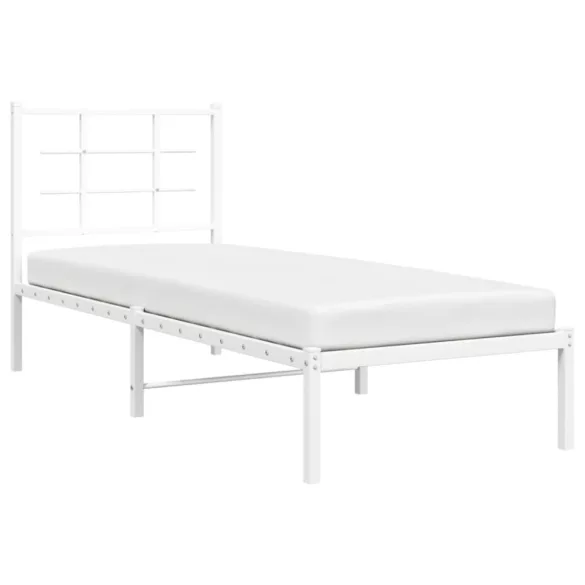 fehér fém ágykeret matrac nélkül fejtámlával 180 x 200 cm