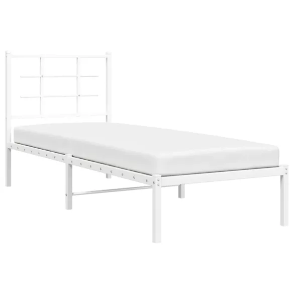 fehér fém ágykeret fejtámlával 80x200 cm