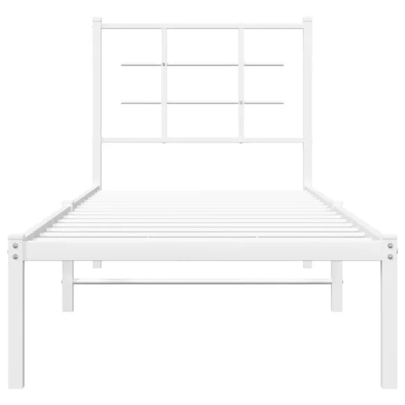 fehér fém ágykeret fejtámlával 80x200 cm