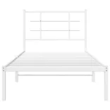 fehér fém ágykeret fejtámlával 90x200 cm