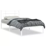 fehér fém ágykeret fejtámlával 100x200 cm