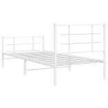 fehér fém ágykeret fej- és lábtámlával 90 x 190 cm
