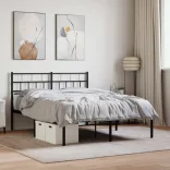 fekete fém ágykeret fejtámlával 135 x 190 cm