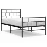 fekete fém ágykeret fej- és lábtámlával 75 x 190 cm