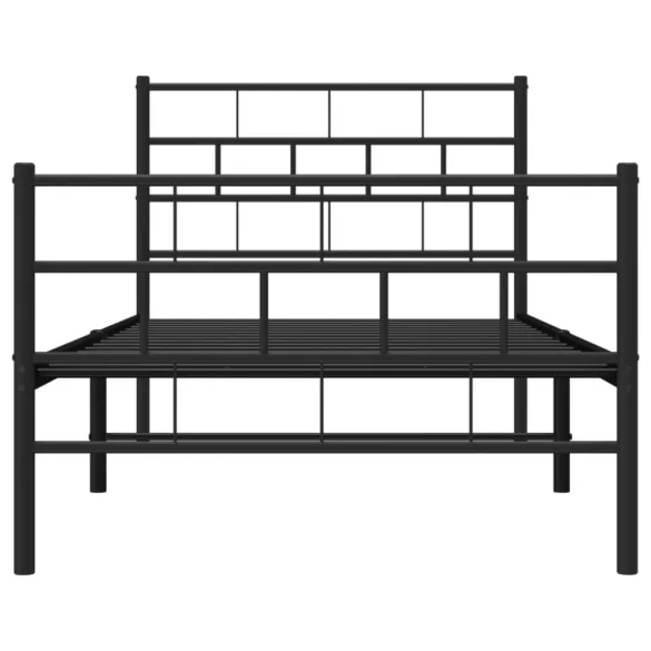 fekete fém ágykeret fej- és lábtámlával 100 x 200 cm
