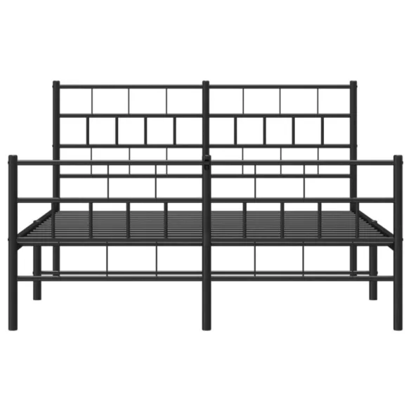 fekete fém ágykeret fej- és lábtámlával 120 x 200 cm