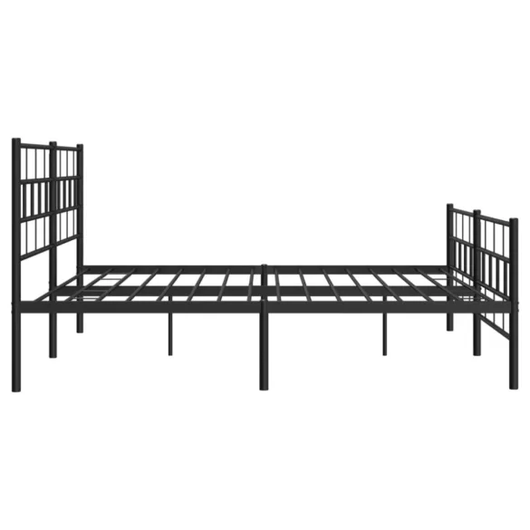 fekete fém ágykeret fej- és lábtámlával 200 x 200 cm