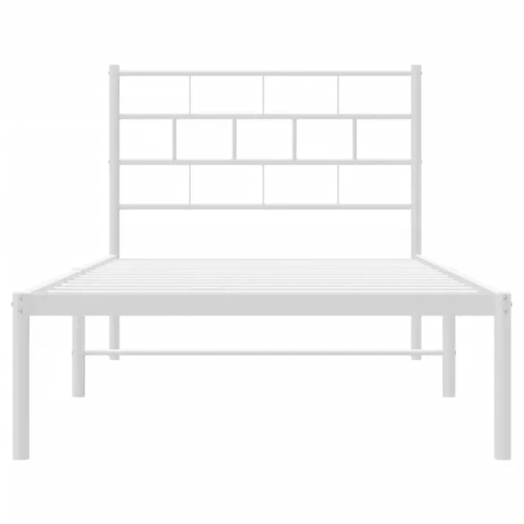 fehér fém ágykeret fejtámlával 107x203 cm