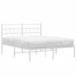 fehér fém ágykeret fejtámlával 150 x 200 cm