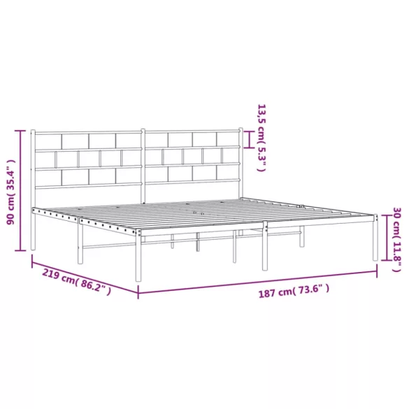 fehér fém ágykeret fejtámlával 183 x 213 cm
