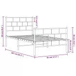 fehér fém ágykeret fej- és lábtámlával 90x200 cm
