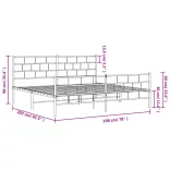 fehér fém ágykeret fej- és lábtámlával 193 x 203 cm