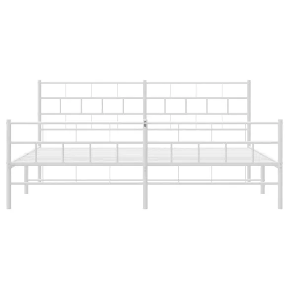 fehér fém ágykeret fej- és lábtámlával 200x200 cm