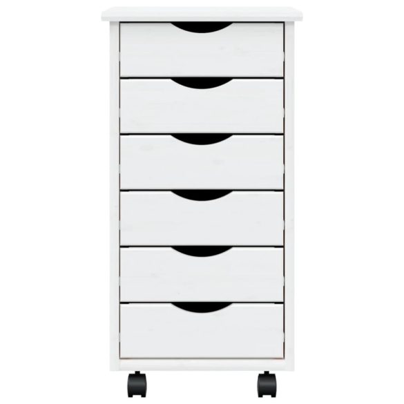 MOSS fehér tömör fenyőfa görgős szekrény fiókokkal