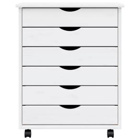 MOSS fehér tömör fenyőfa görgős szekrény fiókokkal