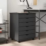 MOSS szürke tömör fenyőfa görgős szekrény fiókokkal