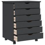 MOSS szürke tömör fenyőfa görgős szekrény fiókokkal