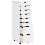 MOSS fehér tömör fenyőfa görgős szekrény fiókokkal