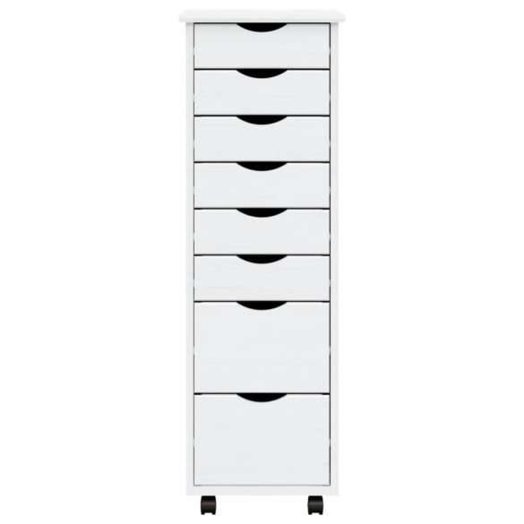 MOSS fehér tömör fenyőfa görgős szekrény fiókokkal