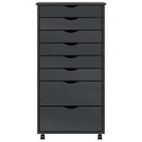 MOSS szürke tömör fenyőfa görgős szekrény fiókokkal