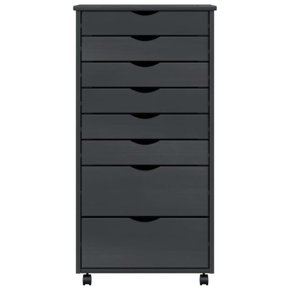 MOSS szürke tömör fenyőfa görgős szekrény fiókokkal