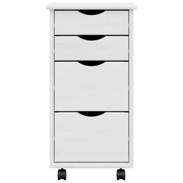 MOSS fehér tömör fenyőfa görgős szekrény fiókokkal