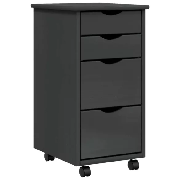 MOSS szürke tömör fenyőfa görgős szekrény fiókokkal