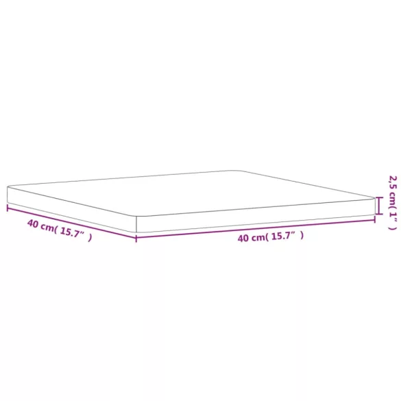 tömör bükkfa négyzet alakú asztallap 40 x 40 x 2,5 cm